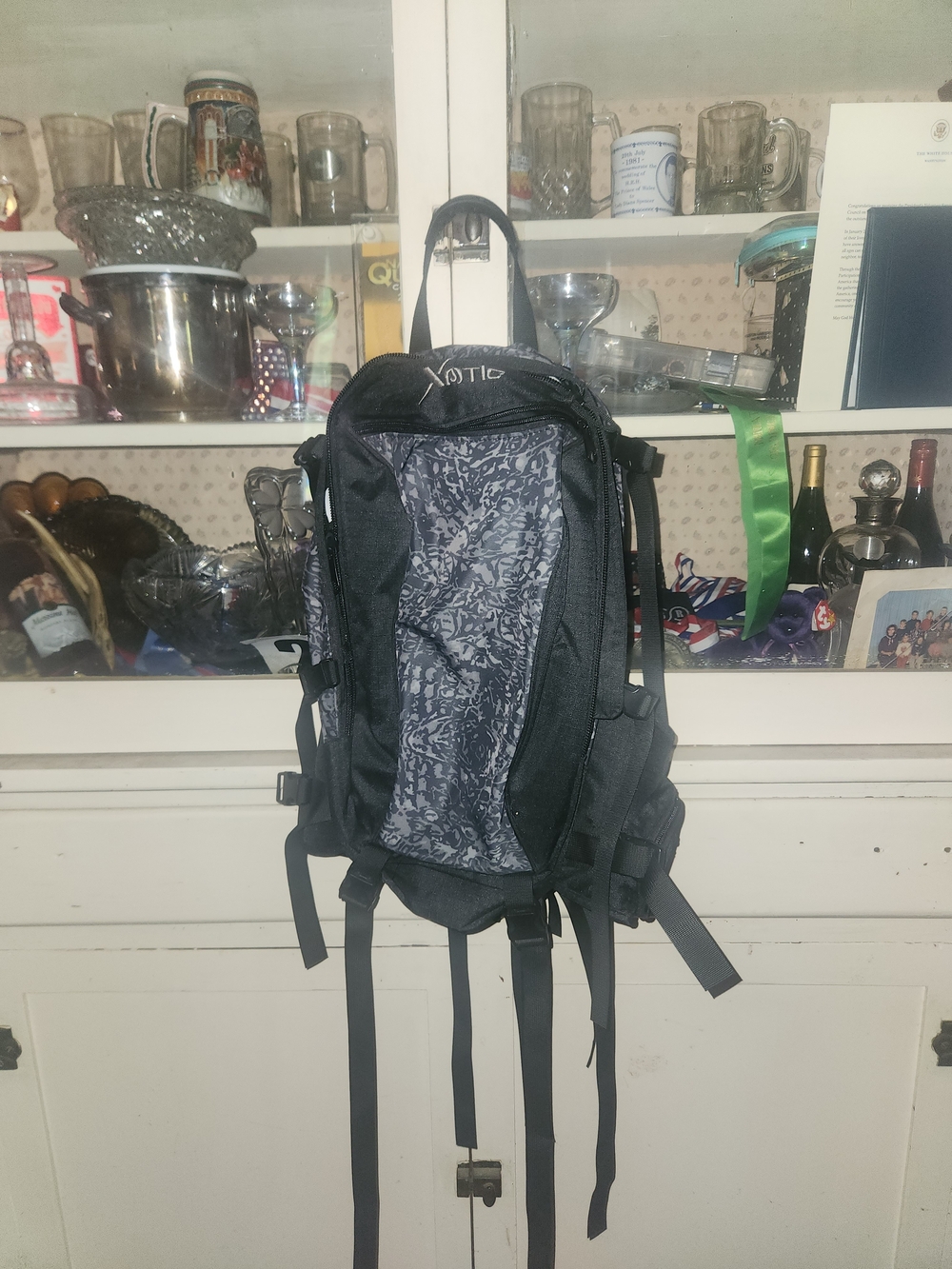 Xotic Black Men's Backpack with Patterned Gray Interior